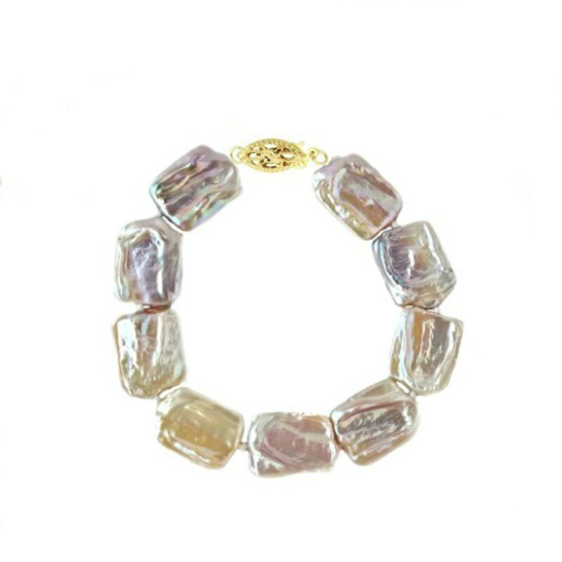 Bratara Perle Naturale Baroque cu Inchizatoare Aur